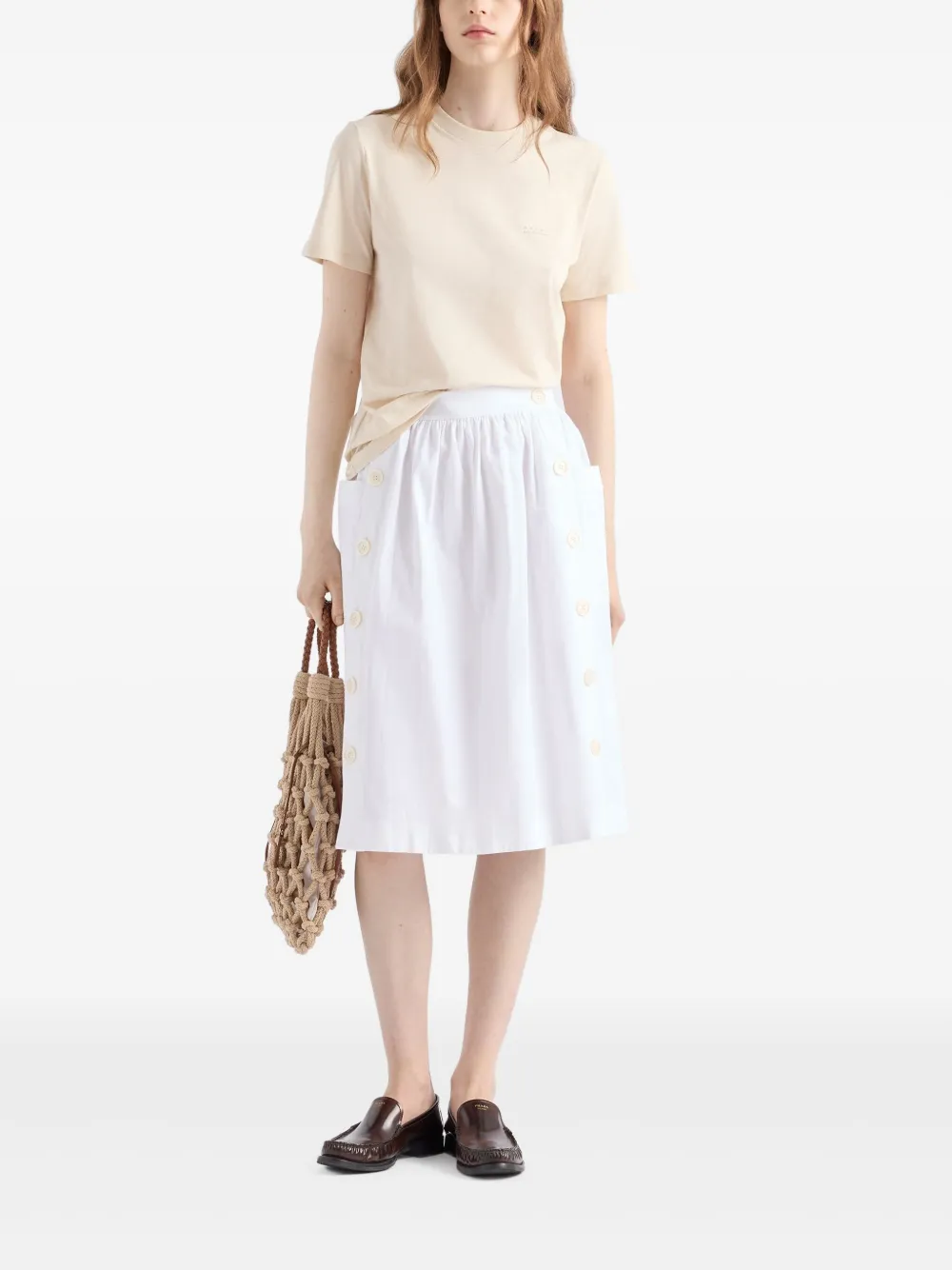 Prada T-shirt met logoprint Beige
