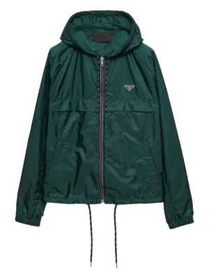 d*7様 美品99aw Prada Padded nylon Hooded Co Prada drawstring-hood zip-up Jacket | Blue | FARFETCH