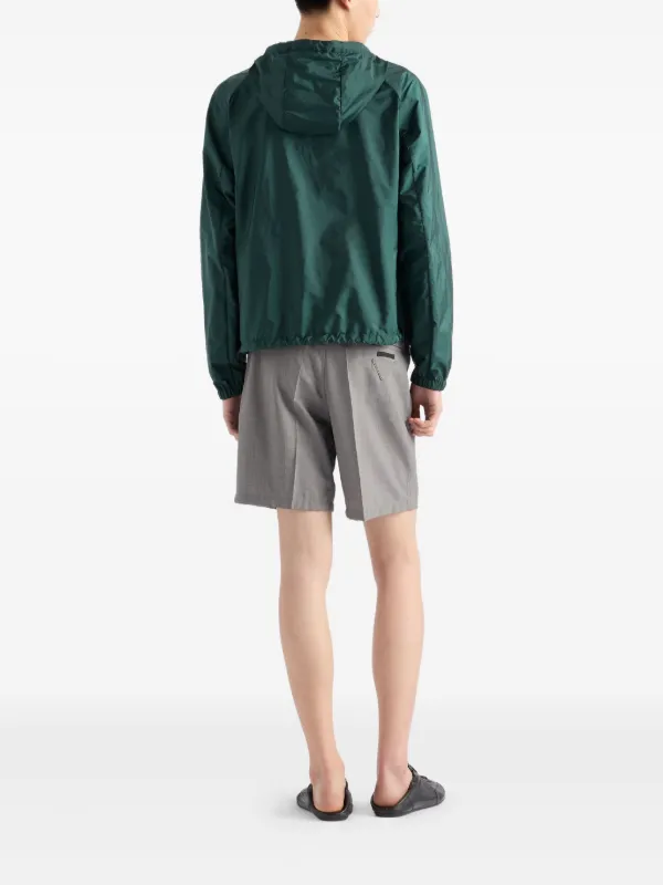 PRADA ダークグリーン ジャケット Prada Green Metal Triangle Leather Bomber Jacket XS | eBay