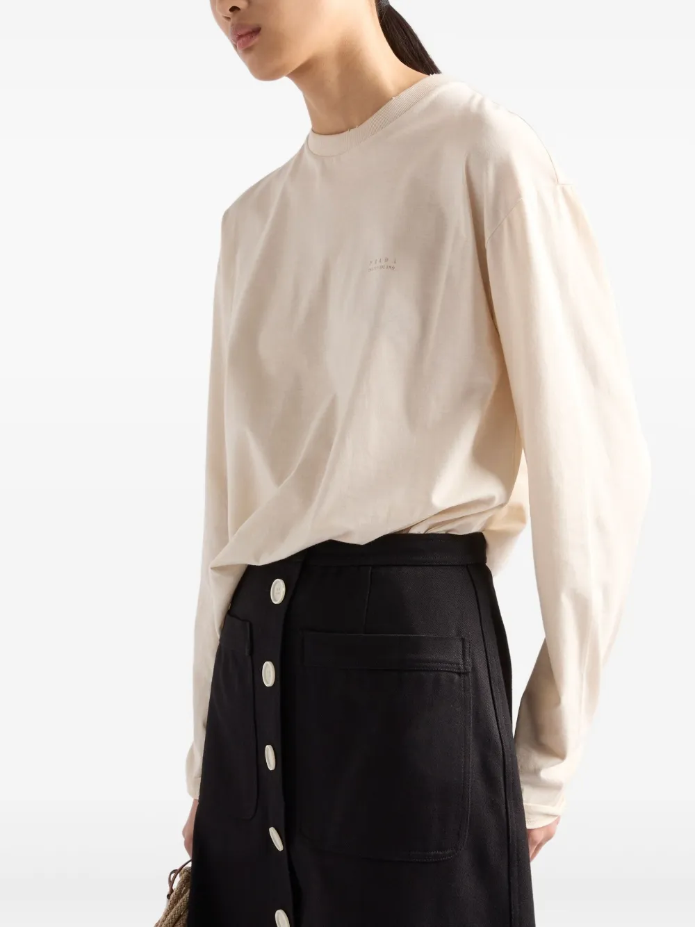 Prada T-shirt met logo Beige
