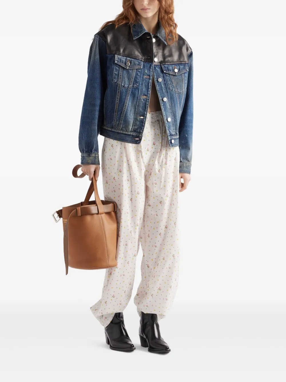 Prada Trainingsbroek met bloemenprint - Wit