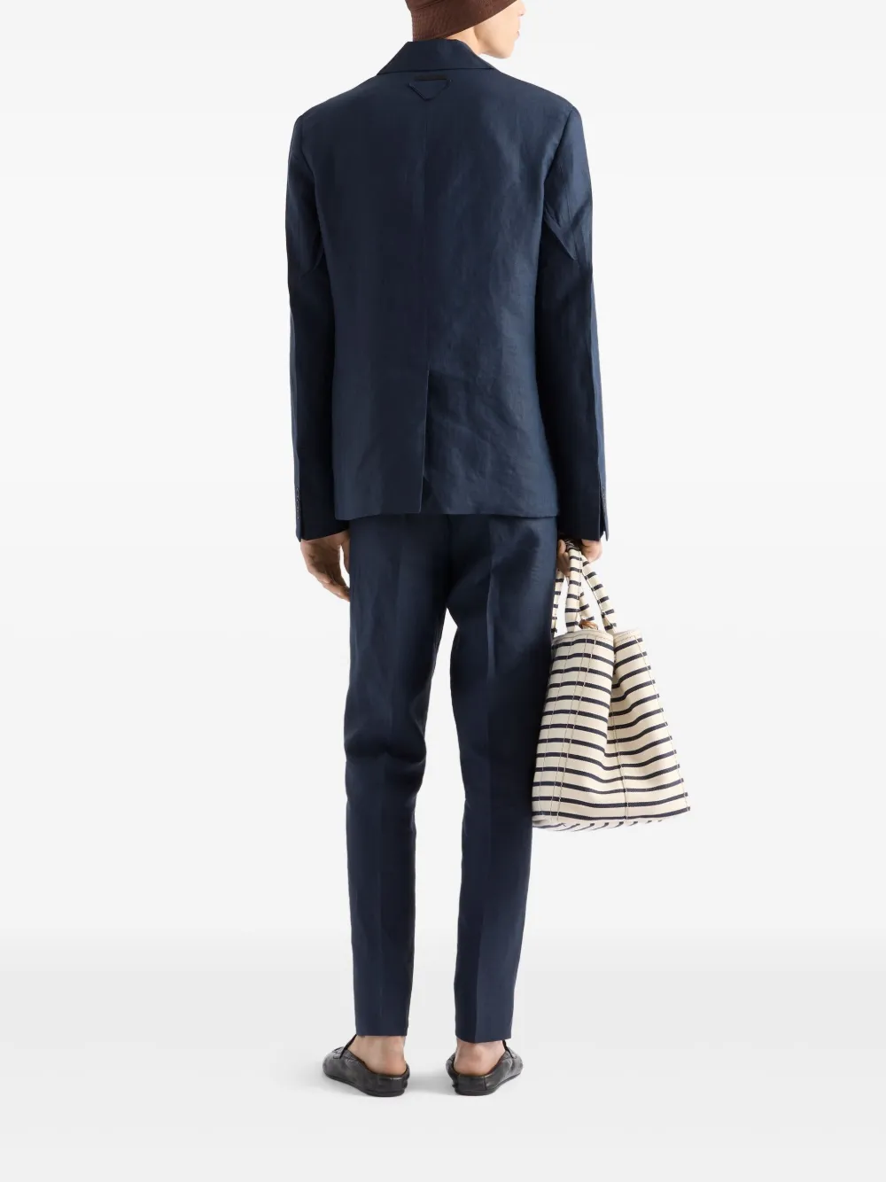 Prada Linnen blazer met enkele rij knopen Blauw