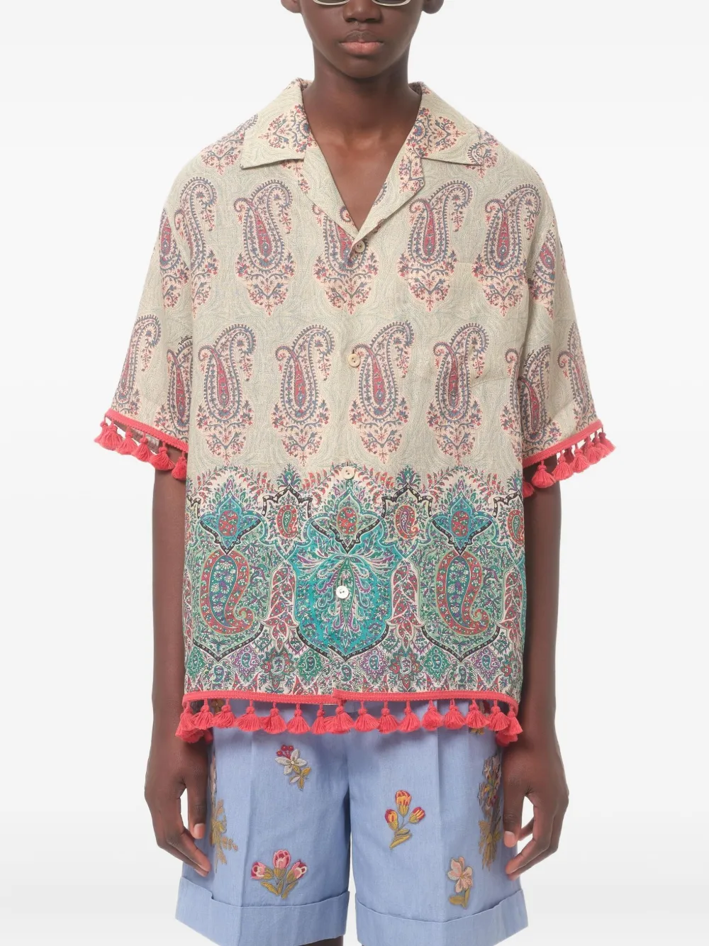 Valentino Garavani Linnen bowlingshirt Wit