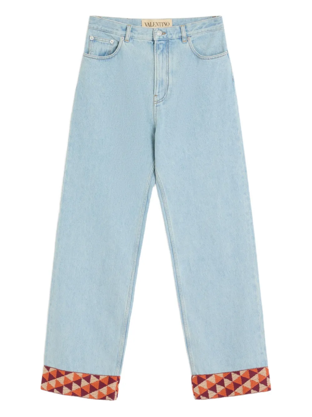 Valentino Garavani DENIM PANTS WITH JACQUARD HEM - Blu