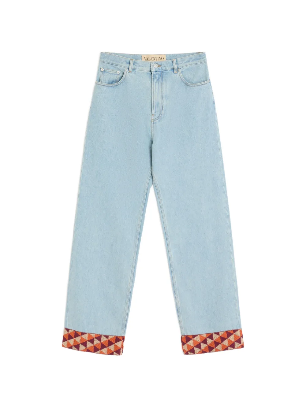 Valentino Garavani DENIM PANTS WITH JACQUARD HEM - Blu