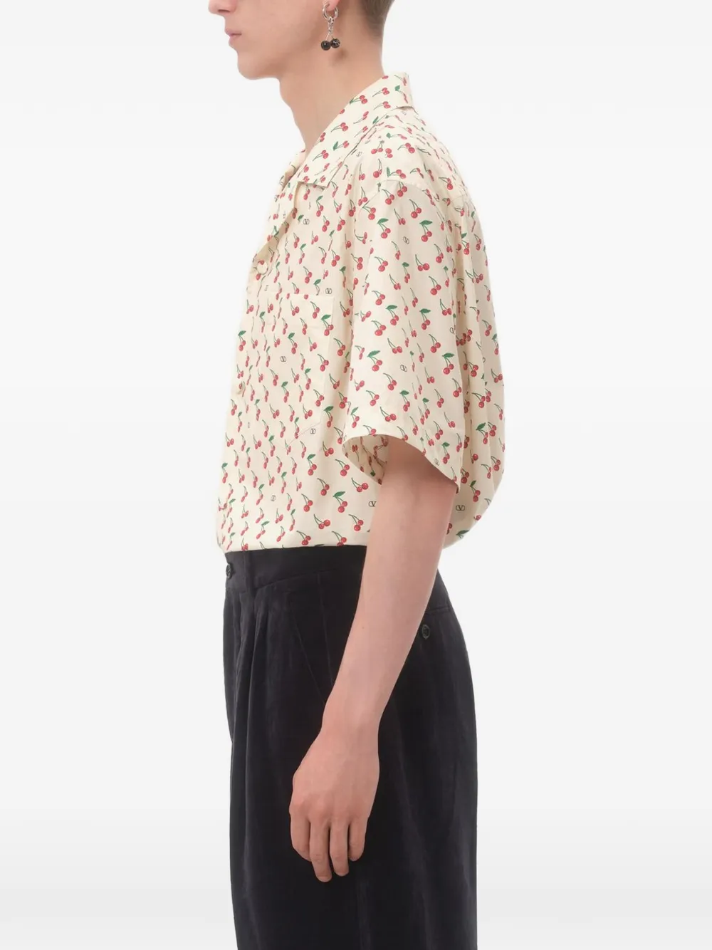 Valentino Garavani Bowlingshirt met Cherryfic-print Beige