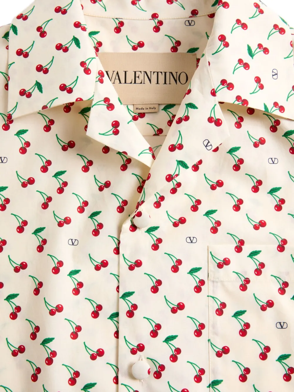 Valentino Garavani Bowlingshirt met Cherryfic-print Beige