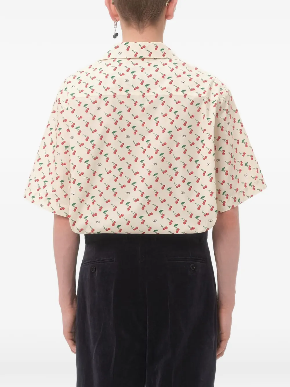 Valentino Garavani Bowlingshirt met Cherryfic-print Beige
