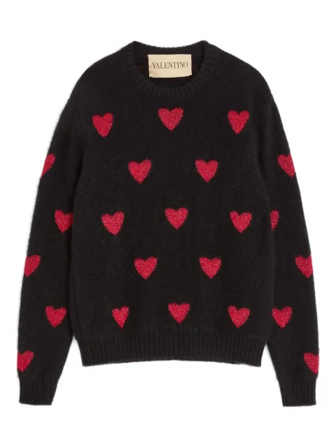Valentino Garavani heart-patterned v-neck sweater
