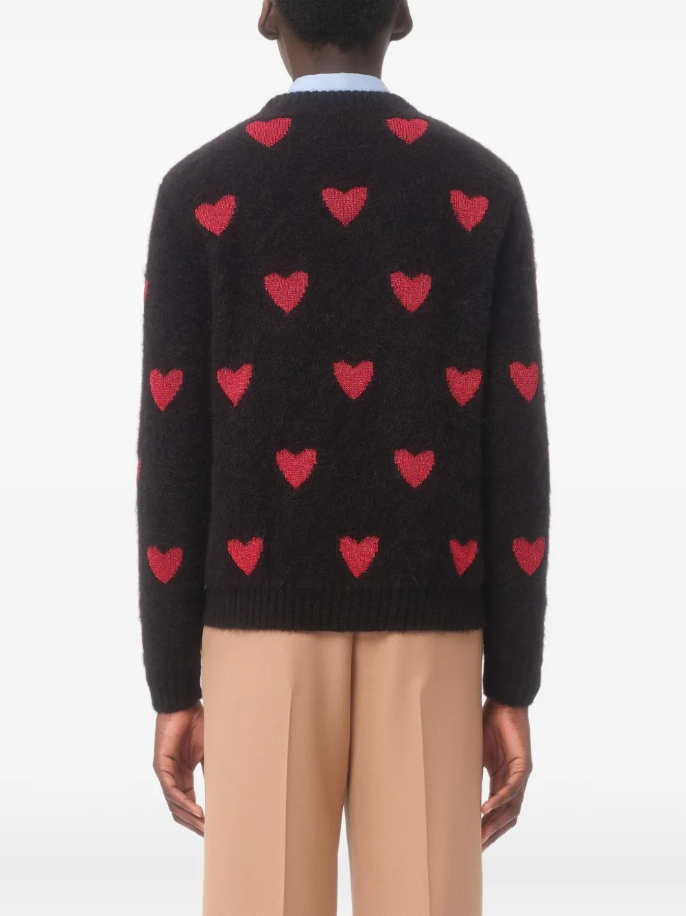 Valentino Garavani Trui met V-hals en hartpatroon Zwart