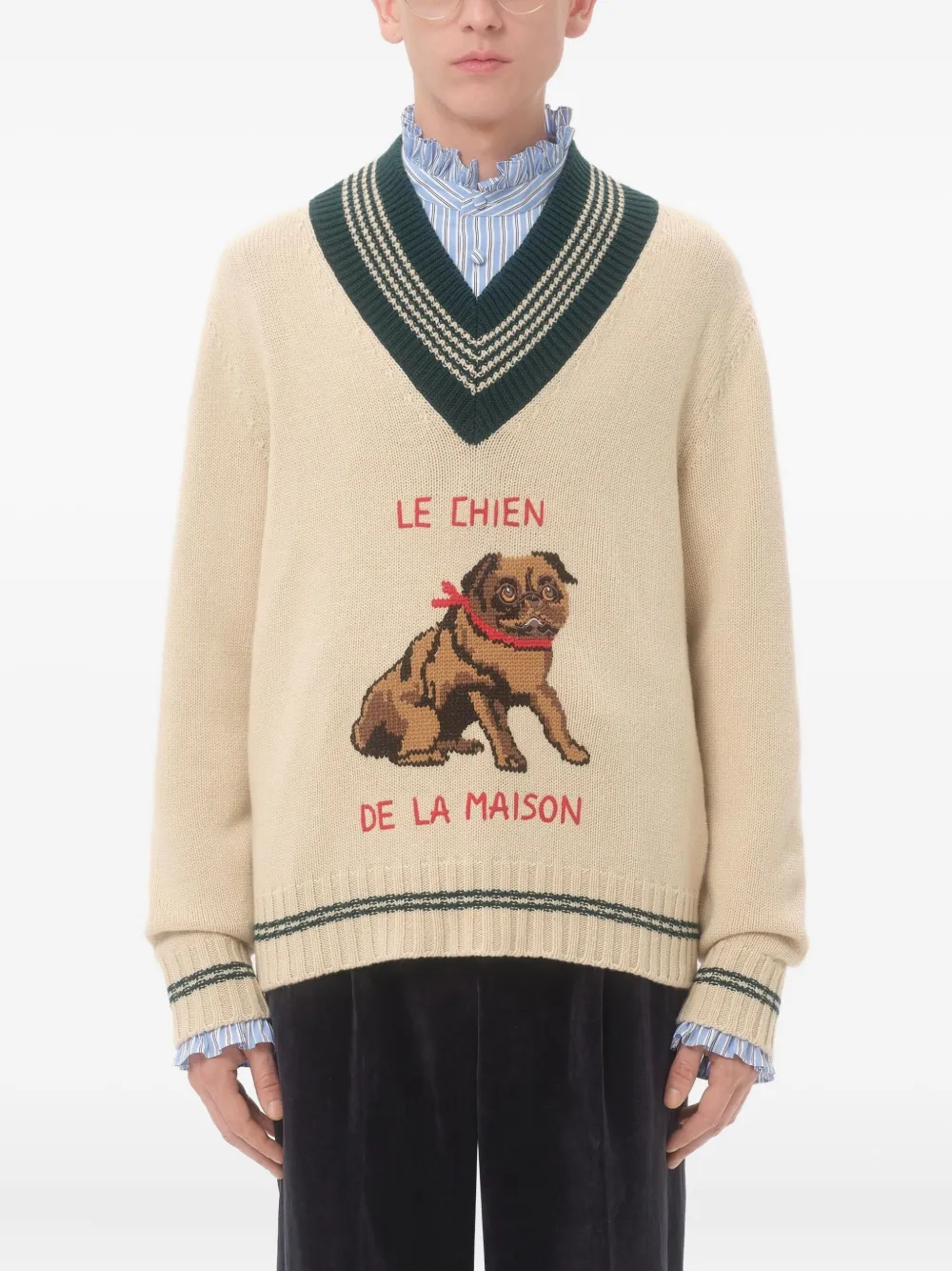 Valentino Garavani Le Chien De La Maison wollen trui met jacquard Beige