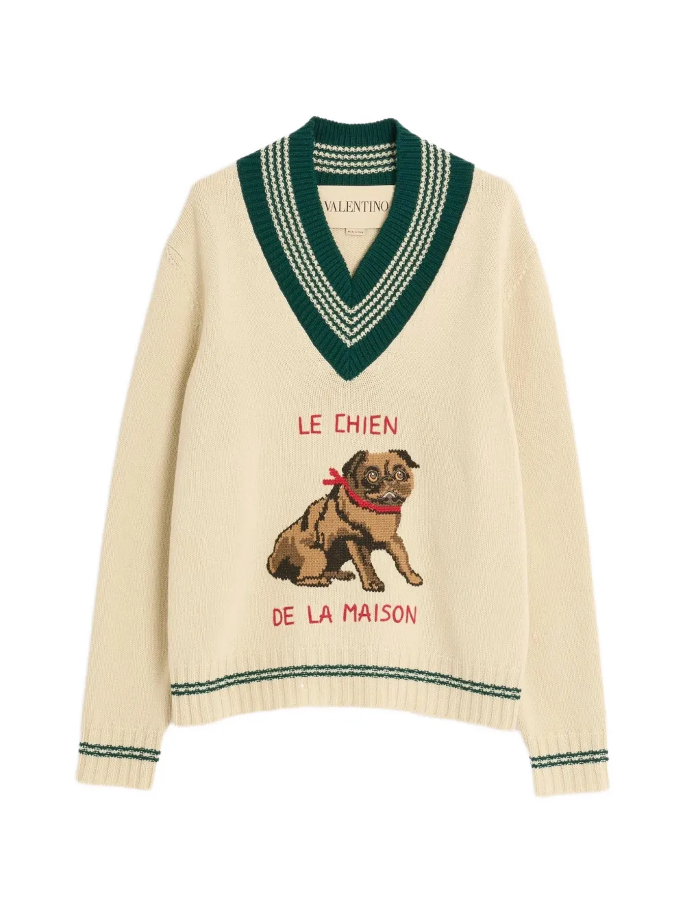Valentino Garavani Le Chien De La Maison jacquard wool sweater – Neutrals