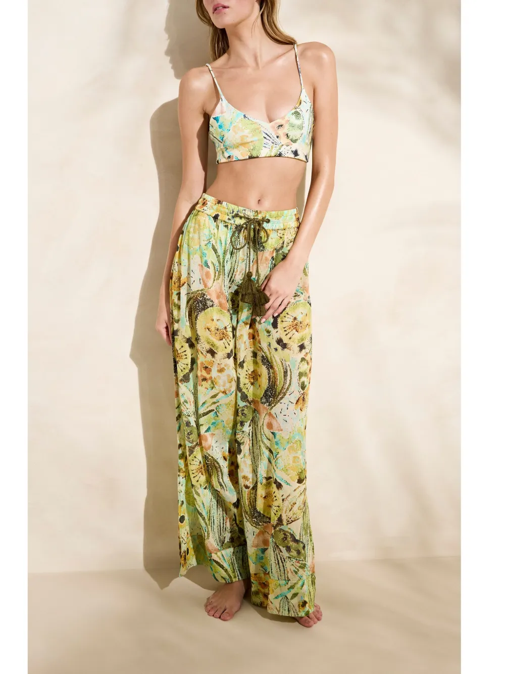 Marie Oliver Ariel Drawstring Wide-leg Trousers In Green
