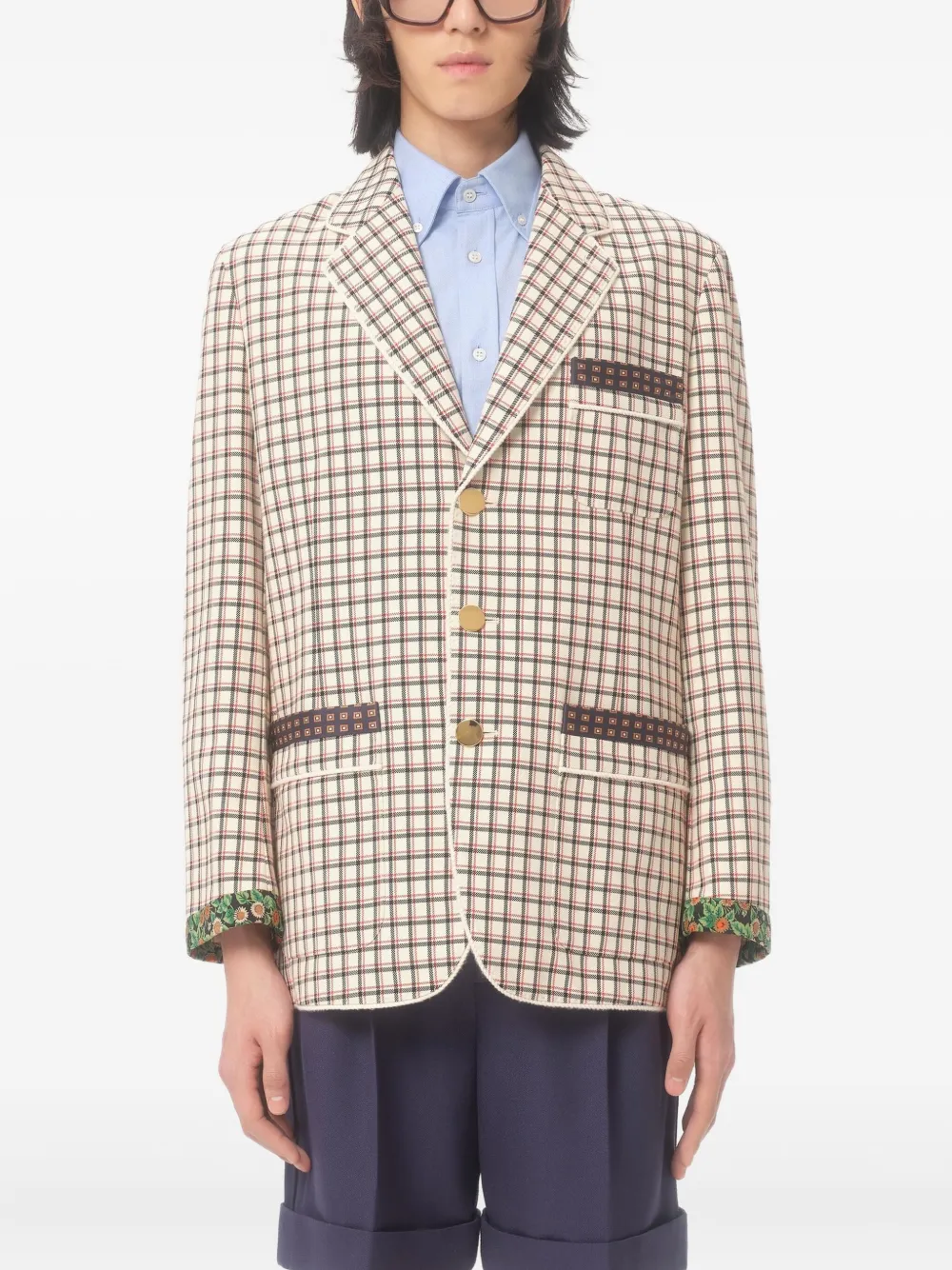 Valentino Garavani checked single-breasted blazer Geel