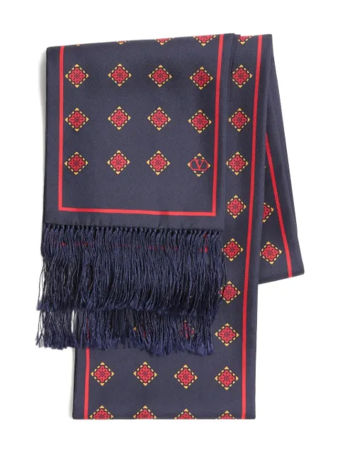 Valentino Garavani OPTICOOL SILK BANDEAU SCARF WITH FRINGE