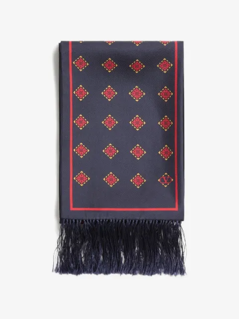 Valentino Garavani Opticool Silk Bandeau scarf with fringe