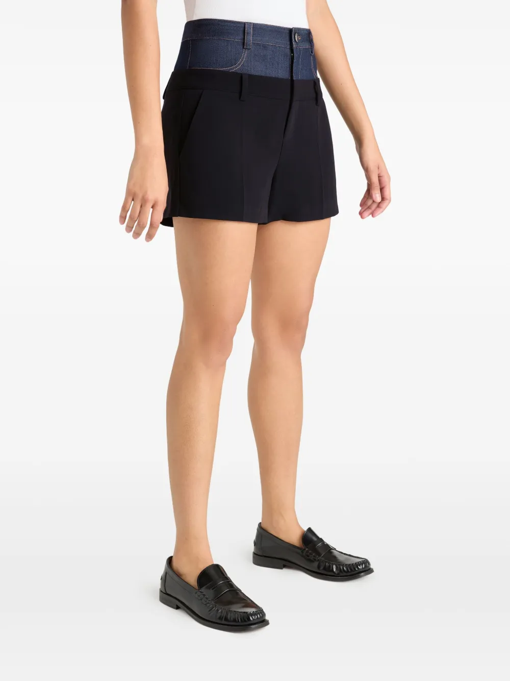 Cinq À Sept Cinq A Sept Dionne Layered Look Shorts In Black