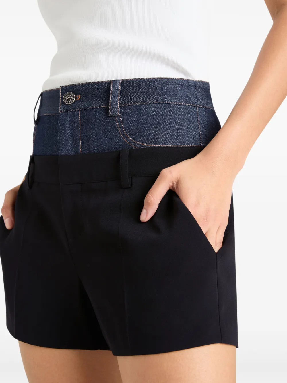 Cinq À Sept Cinq A Sept Dionne Layered Look Shorts In Black