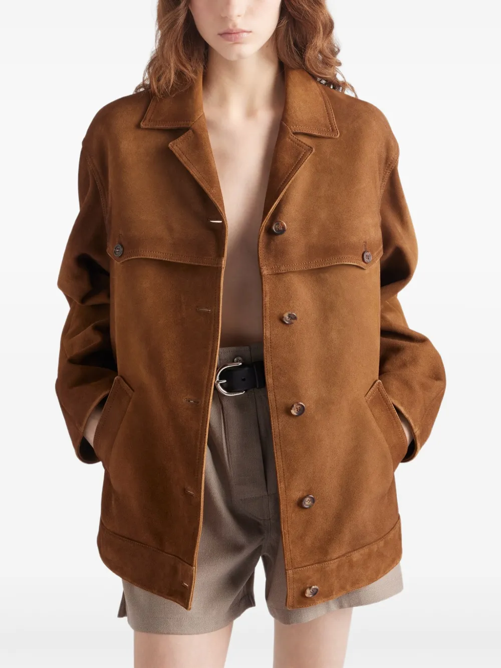 Prada Suède shirtjack Bruin