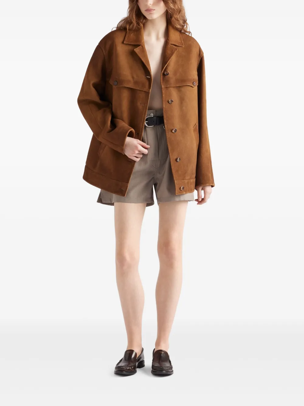 Prada Suède shirtjack Bruin