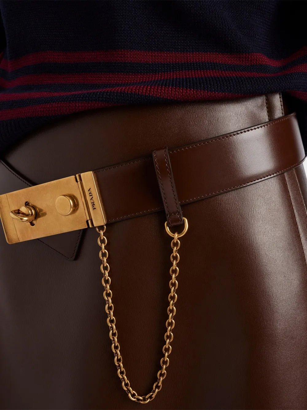 Prada Leren mini-rok Bruin