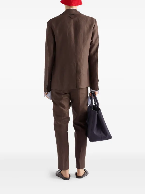 Prada single-breasted Linen Blazer | Brown | FARFETCH
