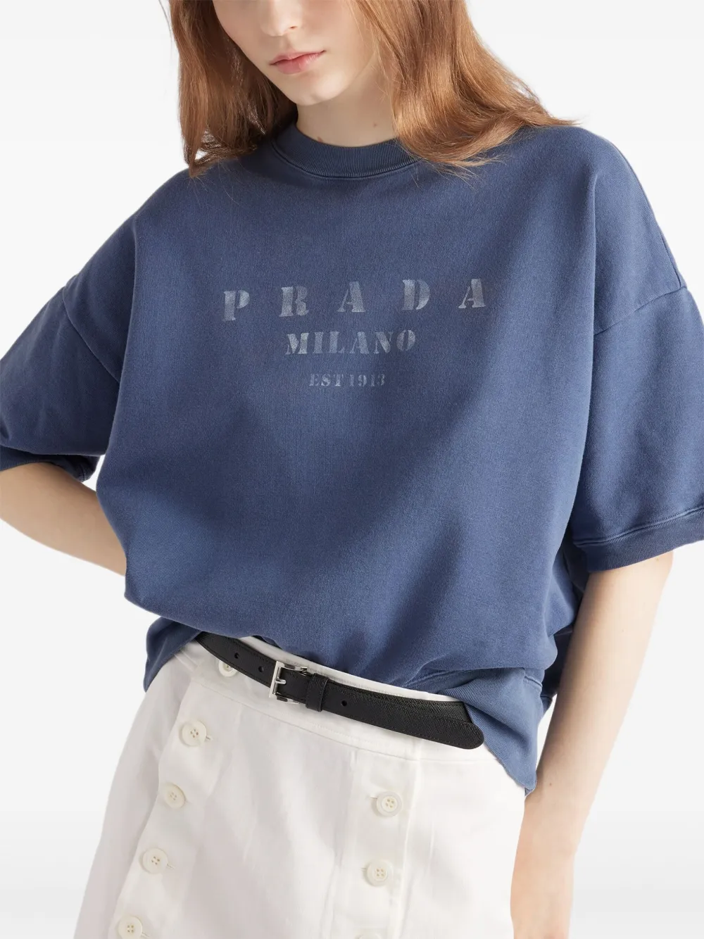 Prada Oversized T-shirt met logoprint Blauw