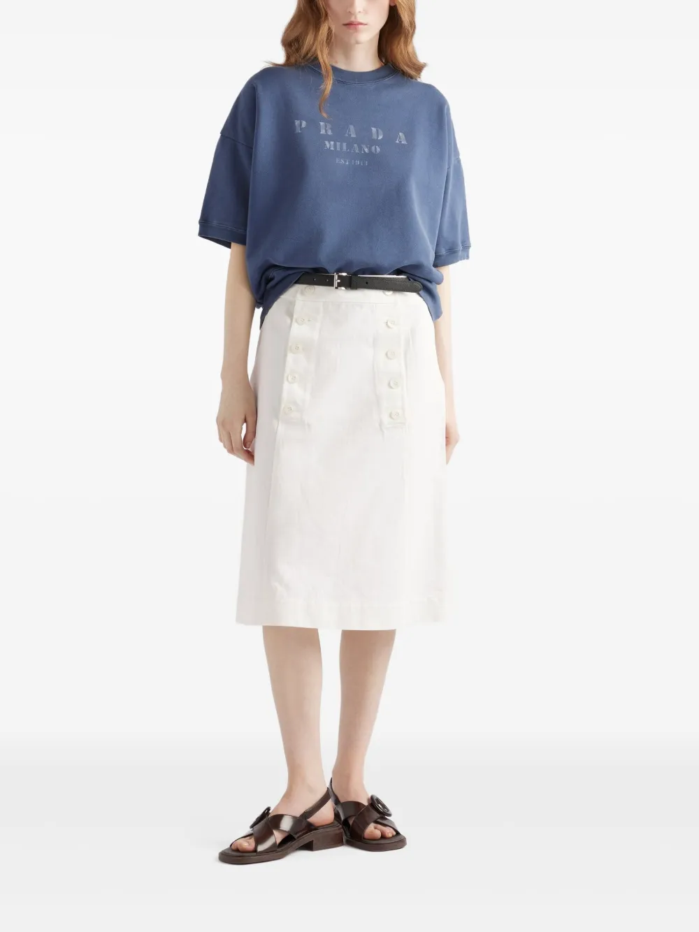 Prada Oversized T-shirt met logoprint Blauw