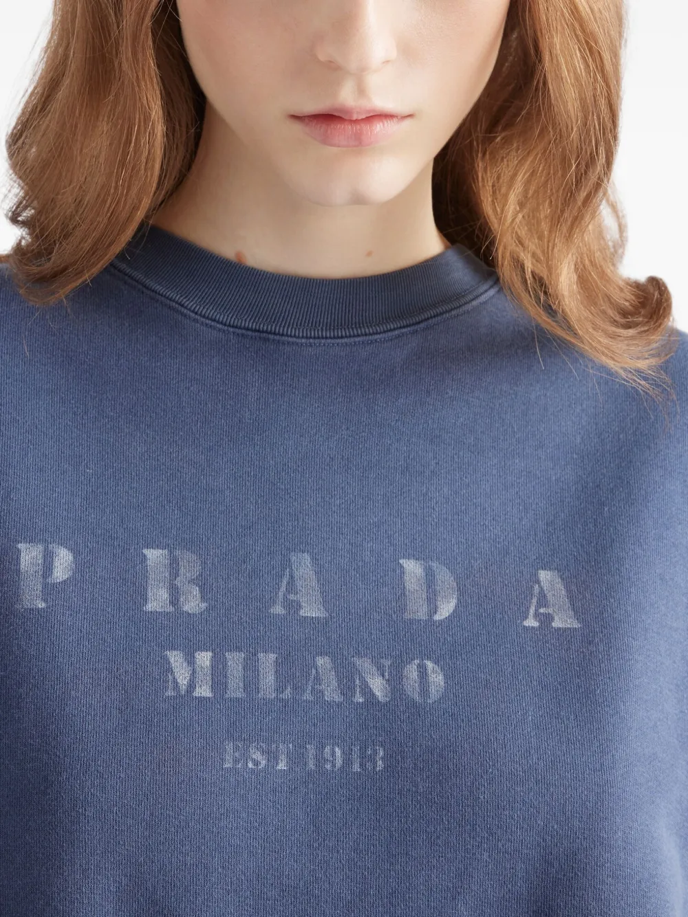 Prada Oversized T-shirt met logoprint Blauw