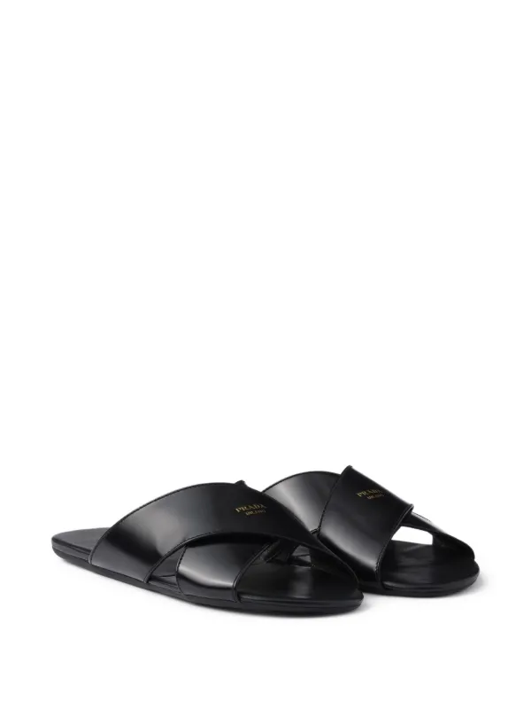 PRADA クロスストラップサンダル　ブラック Prada クロスストラップ サンダル | ブラック | FARFETCH JP