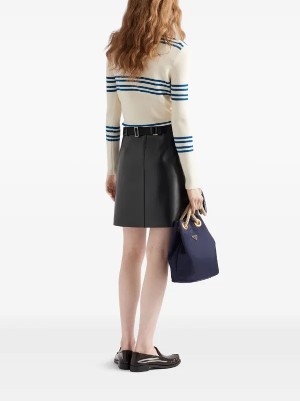 Prada ベルテッド レザーミニスカート | ブラック | FARFETCH JP