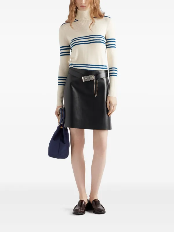 Prada ベルテッド レザーミニスカート | ブラック | FARFETCH JP