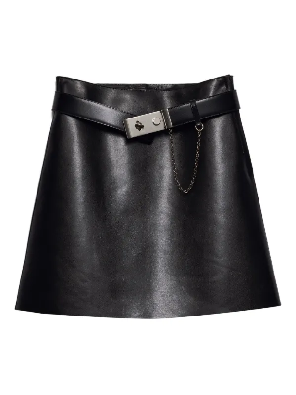 Prada ベルテッド レザーミニスカート | ブラック | FARFETCH JP