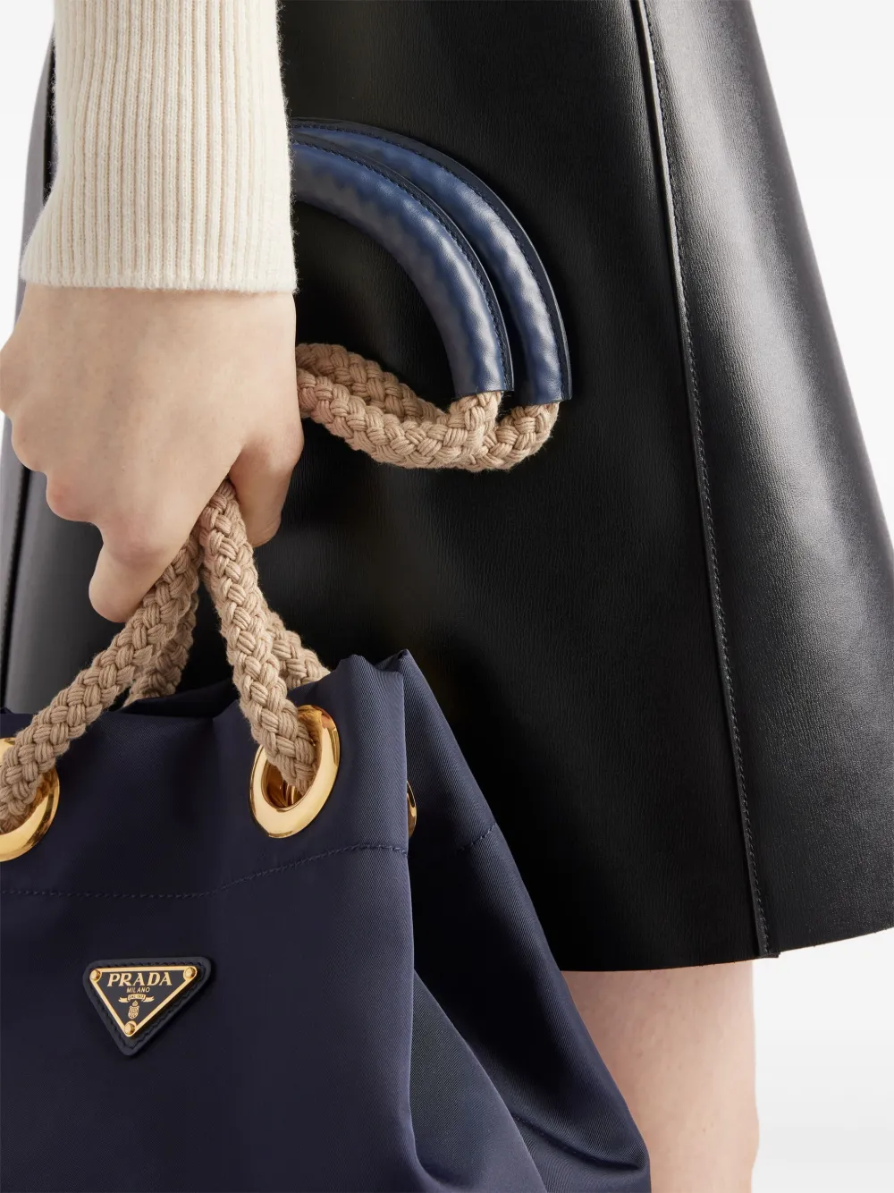 Prada Leren mini-rok Zwart