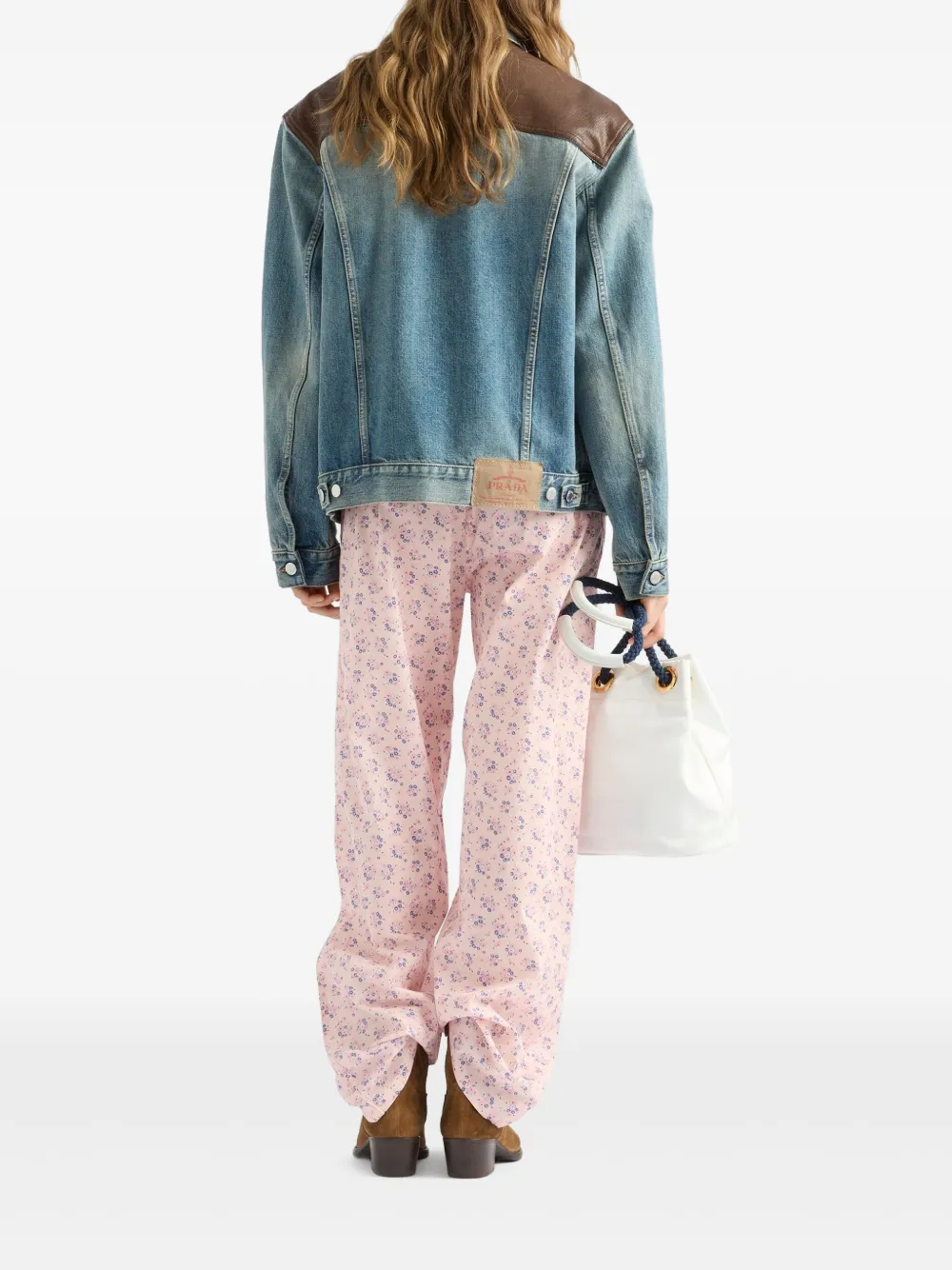 Prada Broek met bloemenprint Roze