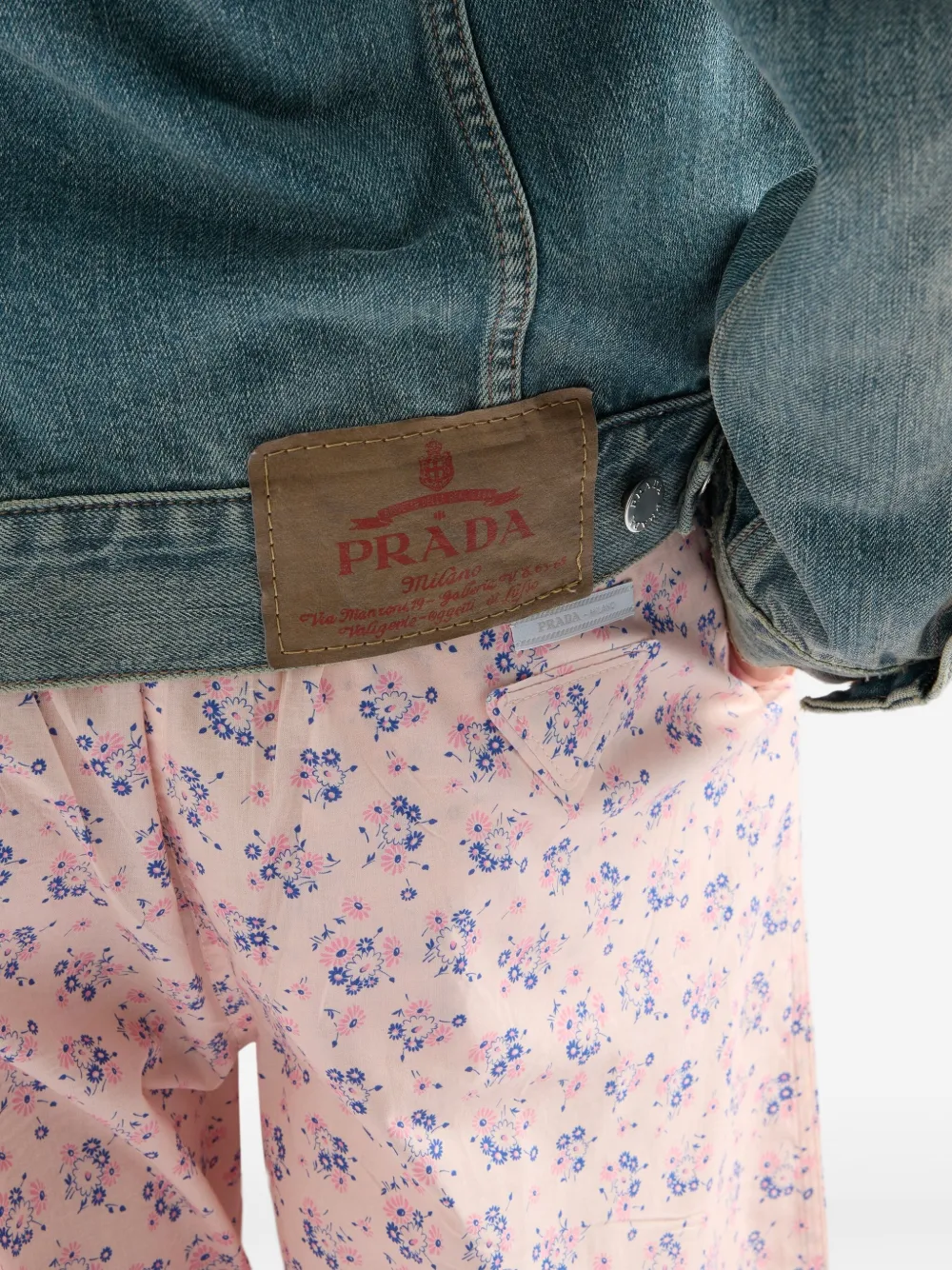 Prada Broek met bloemenprint Roze