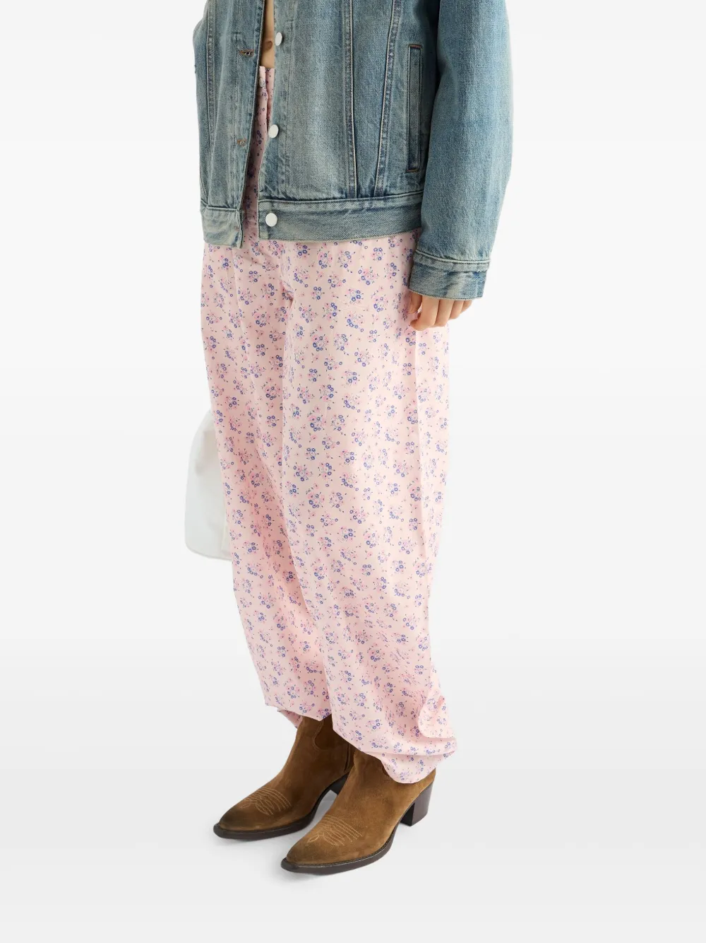 Prada Broek met bloemenprint Roze