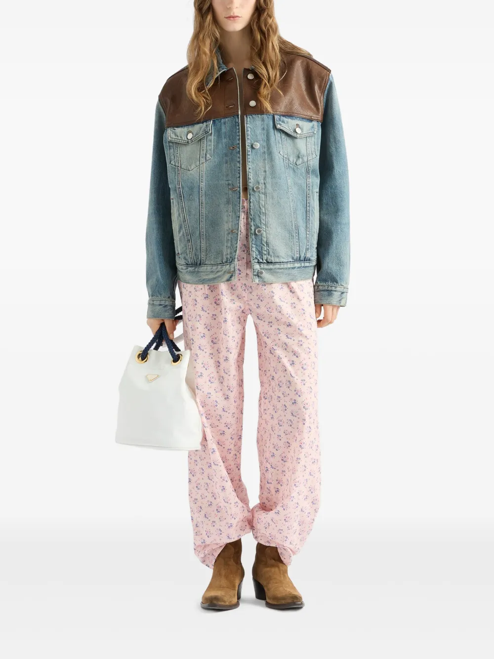 Prada Broek met bloemenprint - Roze