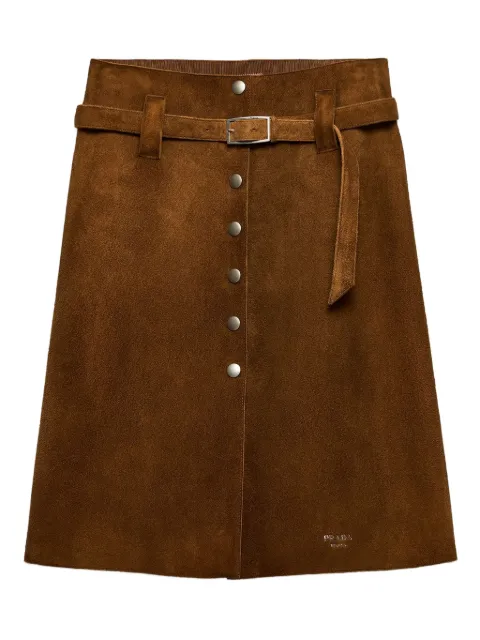 Prada button-front suede skirt