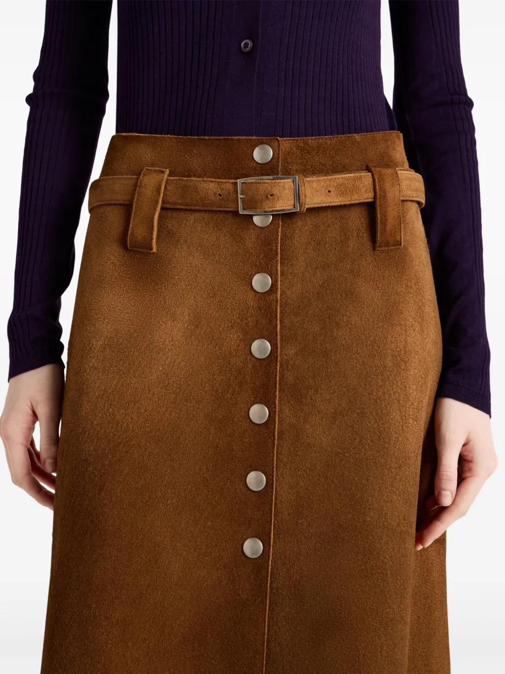 Prada Suède rok met knopen Bruin