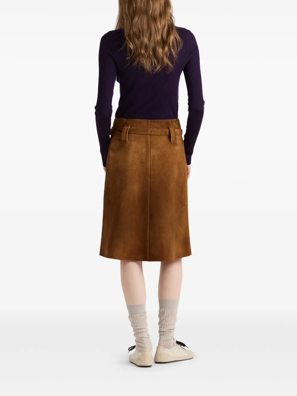 Prada Suède rok met knopen Bruin