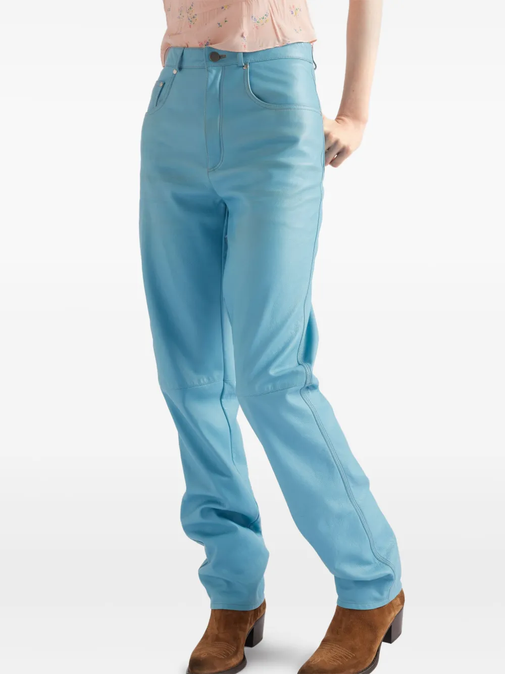 Prada Leren broek Blauw