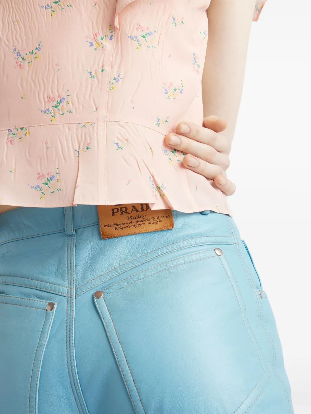 Prada Leren broek Blauw