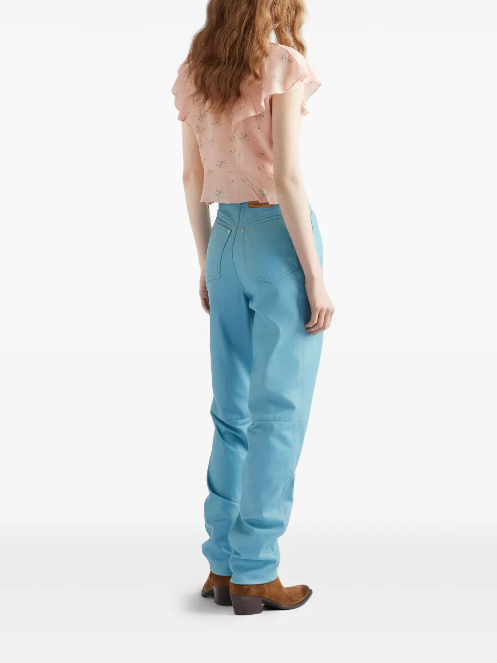 Prada Leren broek Blauw