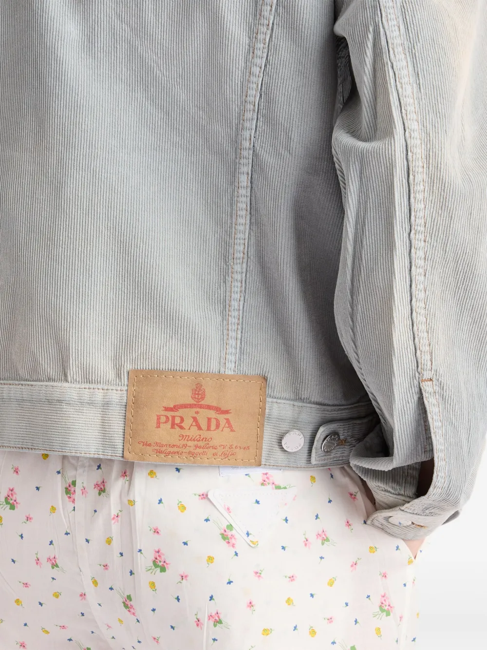 PRADA コットン ブレザー Prada Triangle Logo Cotton Blazer | Blue | FARFETCH