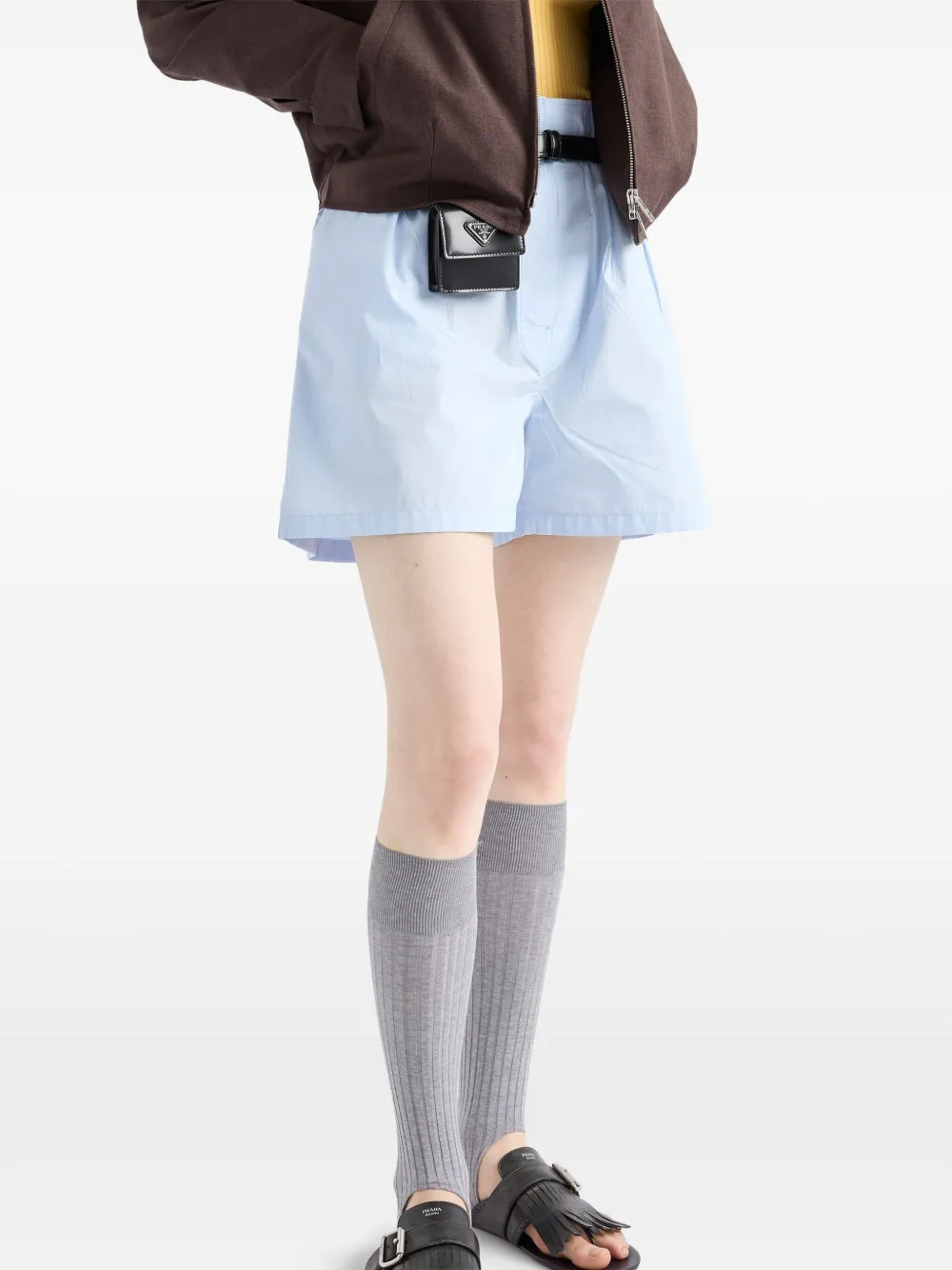 Prada Popeline shorts met katoenen-effect Blauw