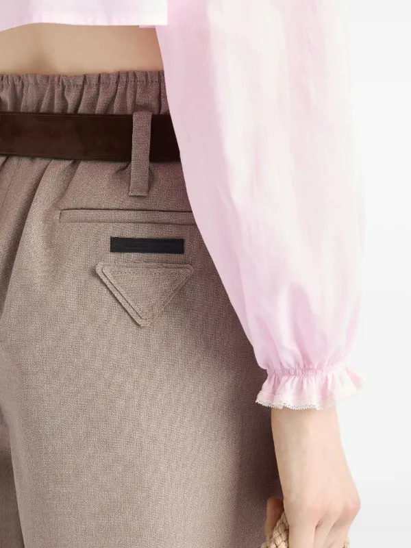 Prada ショートパンツ 杢糸ウール Mouline wool shorts 関税込 Prada Mouliné Wool Shorts | Brown | FARFETCH