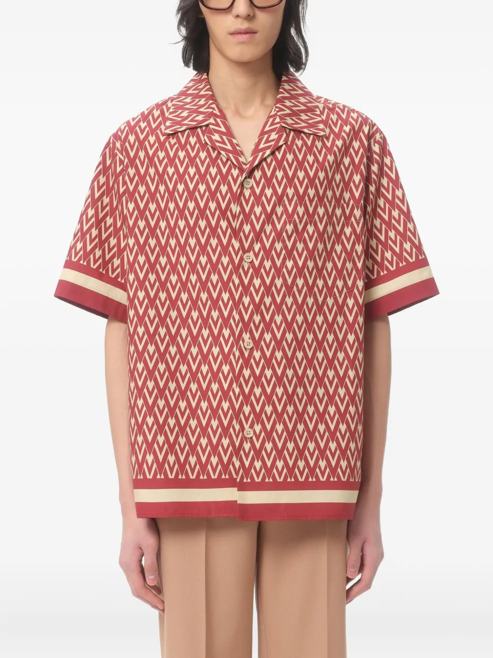 Valentino Garavani geometric print short-sleeve shirt Rood