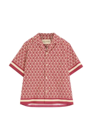 cotton popeline bowling shirt with TOUTE LA V print 2