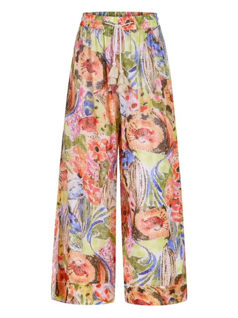 Marie Oliver Ariel floral-print wide-leg trousers
